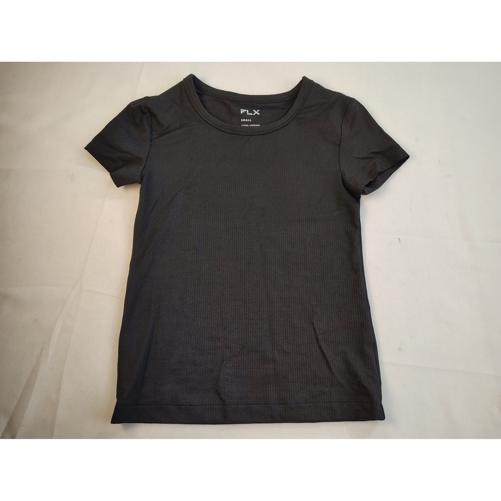 FLX Active Outdoor Athletic Short Sleeve Crew Neck Ribbed Performance Tee Small